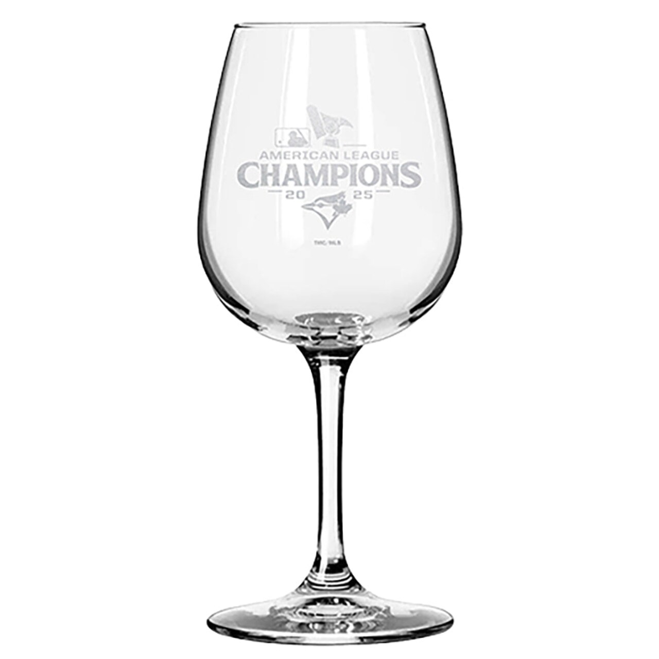 12.75oz Stemmed Wine Glass, MLB American League Champs 2025, Etched, Toronto Blue Jays